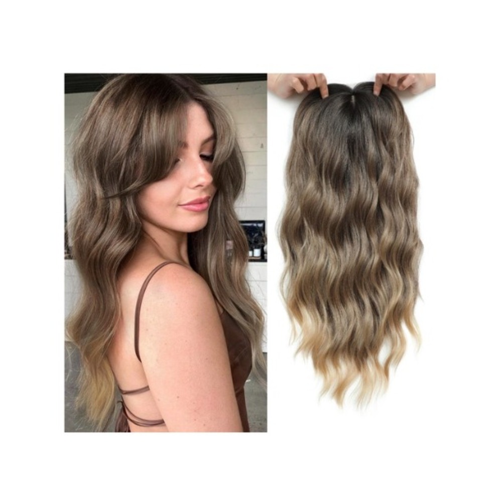 Wavy Long Clip-In Hair Extensions in Ash Brown Ombre - Elegant Volume